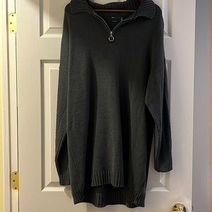 ASOS DESIGN Tall mini dress with zip collar detail in gray